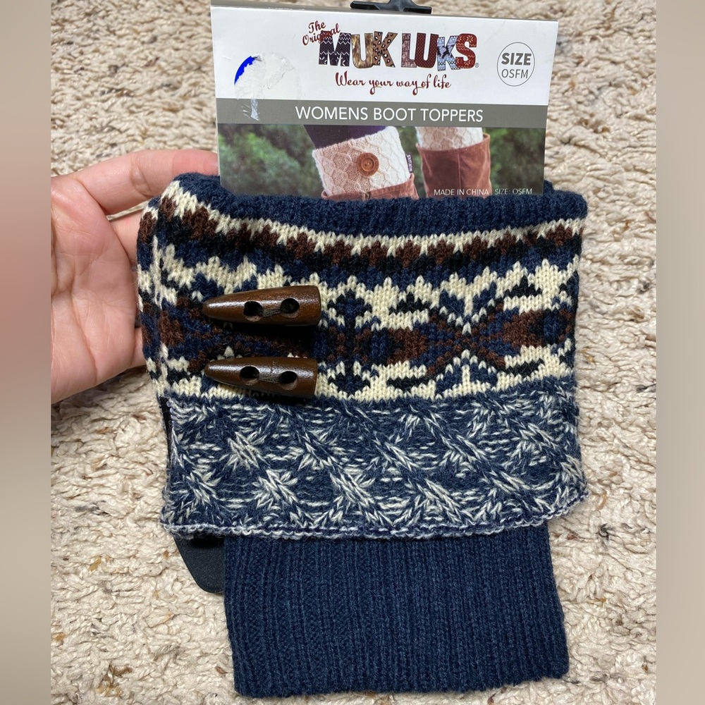 New Muk Luks Womens Winter Boot Toppers Leg Warmers Cuffs OSFM Dark Sapphire